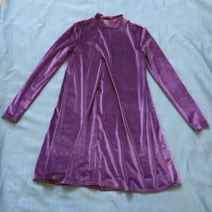 Purple velvet mini dress